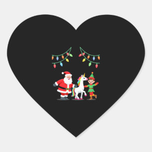 Dabbing Santa Elf Unicorn Christmas Kids Boys Men  Heart Sticker