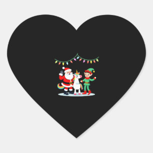 Dabbing Santa Elf Unicorn Christmas Kids Boys Men  Heart Sticker