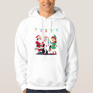 Dabbing Santa Elf Unicorn Christmas Kids Boys Men  Hoodie