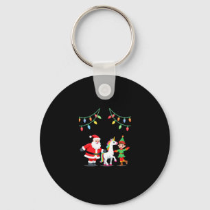 Dabbing Santa Elf Unicorn Christmas Kids Boys Men  Keychain