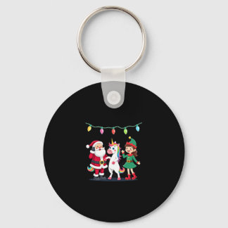 Dabbing Santa Elf Unicorn Christmas Kids Boys Men Keychain