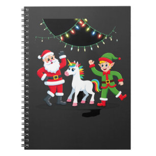 Dabbing Santa Elf Unicorn Christmas Kids Boys Men Notebook