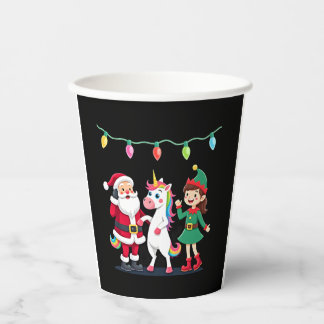 Dabbing Santa Elf Unicorn Christmas Kids Boys Men Paper Cups