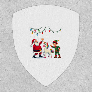 Dabbing Santa Elf Unicorn Christmas Kids Boys Men Patch