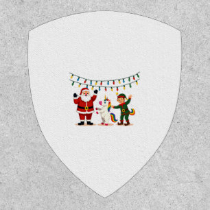 Dabbing Santa Elf Unicorn Christmas Kids Boys Men Patch