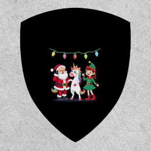 Dabbing Santa Elf Unicorn Christmas Kids Boys Men Patch