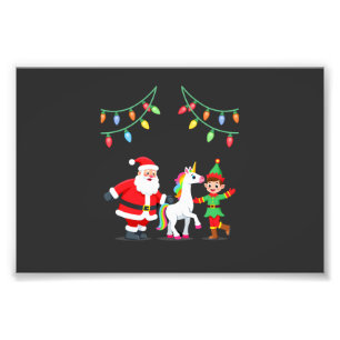 Dabbing Santa Elf Unicorn Christmas Kids Boys Men Photo Print