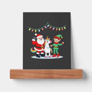 Dabbing Santa Elf Unicorn Christmas Kids Boys Men Picture Ledge