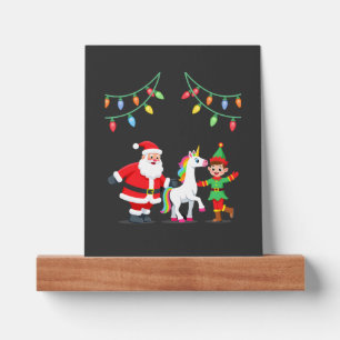 Dabbing Santa Elf Unicorn Christmas Kids Boys Men Picture Ledge