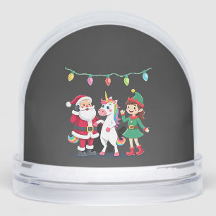 Dabbing Santa Elf Unicorn Christmas Kids Boys Men Snow Globe