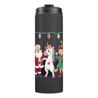 Dabbing Santa Elf Unicorn Christmas Kids Boys Men Thermal Tumbler