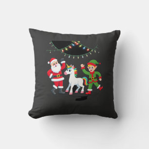 Dabbing Santa Elf Unicorn Christmas Kids Boys Men  Throw Pillow