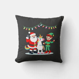 Dabbing Santa Elf Unicorn Christmas Kids Boys Men  Throw Pillow