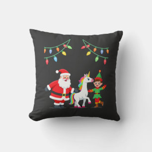 Dabbing Santa Elf Unicorn Christmas Kids Boys Men  Throw Pillow