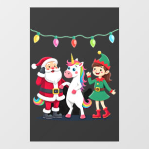 Dabbing Santa Elf Unicorn Christmas Kids Boys Men Window Cling