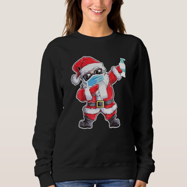 Dabbing Santa Face Mask  Christmas Sweatshirt (Front)