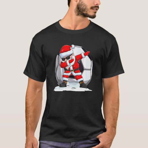 Dabbing Santa For Boys Girls Christmas Soccer Dab  T-Shirt