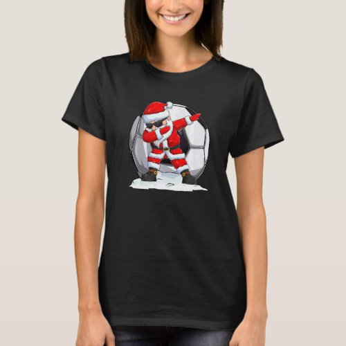 Dabbing Santa For Boys Girls Christmas Soccer Dab  T-Shirt
