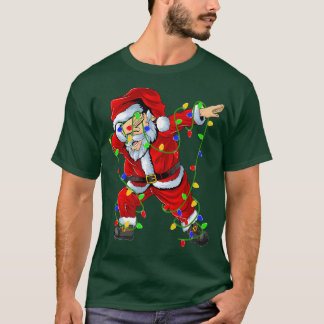 Dabbing Santa for Boys Girls Kids Christmas Light T-Shirt