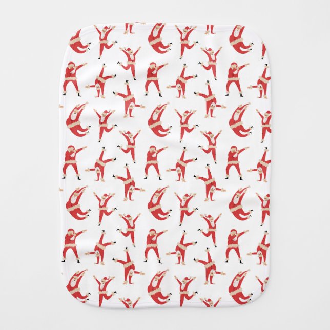 Dabbing Santa Fun Christmas Pattern Baby Burp Cloth (Front)