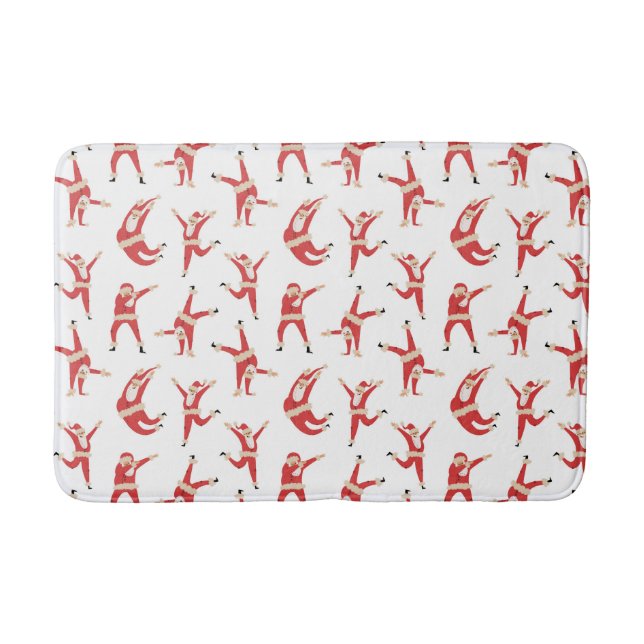 Dabbing Santa Fun Christmas Pattern Bath Mat (Front)