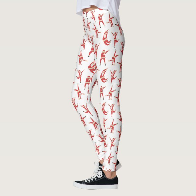 Dabbing Santa Fun Christmas Pattern Leggings (Left)