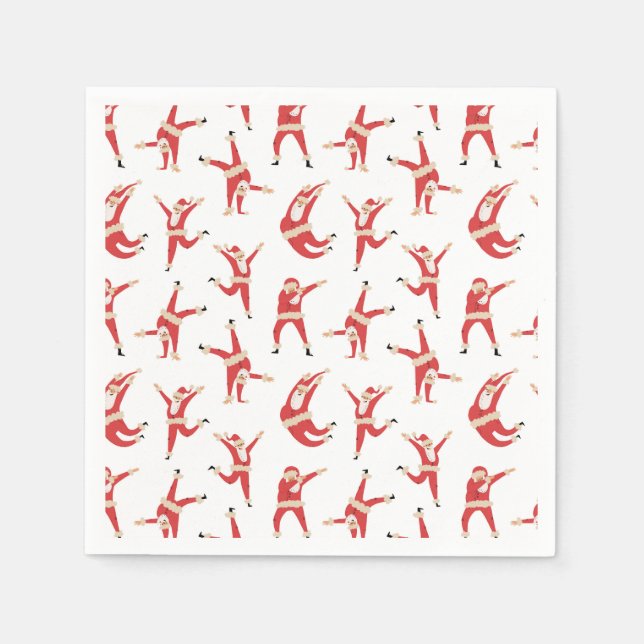 Dabbing Santa Fun Christmas Pattern Napkins (Front)