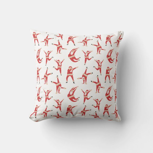 Dabbing Santa Fun Christmas Pattern Throw Pillow (Front)