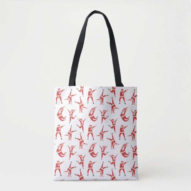Dabbing Santa Fun Christmas Pattern Tote Bag (Front)