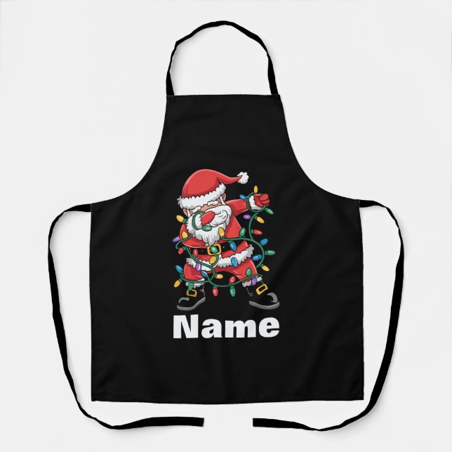 Dabbing Santa Funny Personalized Christmas Gift Apron (Front)