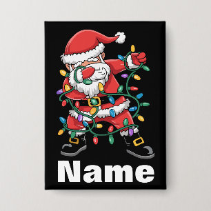 Dabbing Santa Funny Personalized Christmas Gift Button