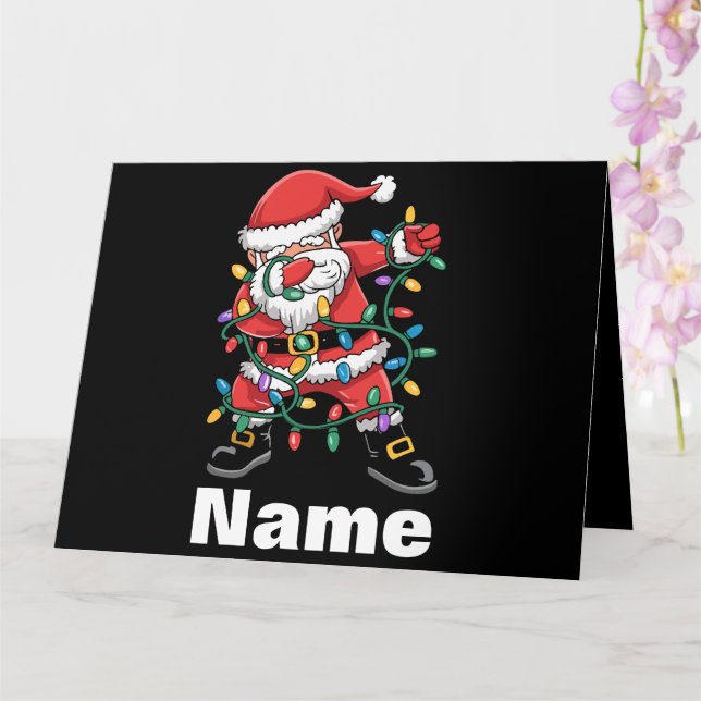 Dabbing Santa Funny Personalized Christmas Gift Card (Orchid)