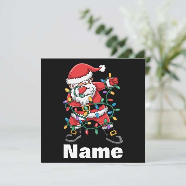 Dabbing Santa Funny Personalized Christmas Gift Holiday Card (Standing Front)