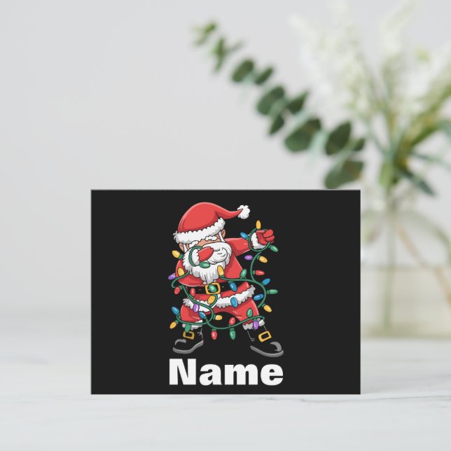 Dabbing Santa Funny Personalized Christmas Gift Holiday Postcard (Standing Front)