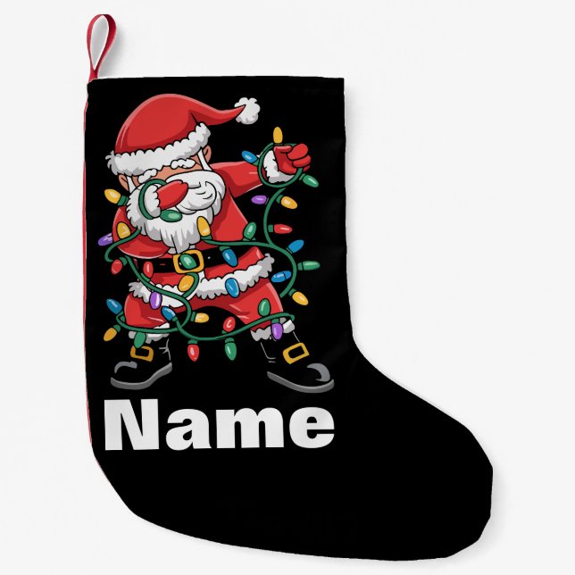 Dabbing Santa Funny Personalized Christmas Gift Small Christmas Stocking (Front)