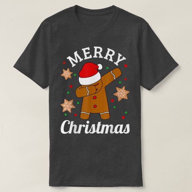 Dabbing Santa Hat Gingerbread man Xmas for girls & T-Shirt (Design Front)