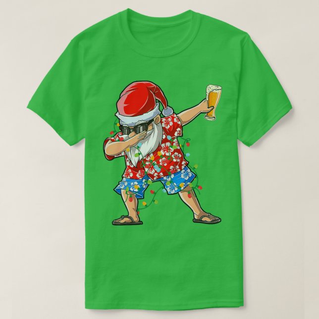 Dabbing Santa Hawaiian Xmas Beer T T-Shirt (Design Front)