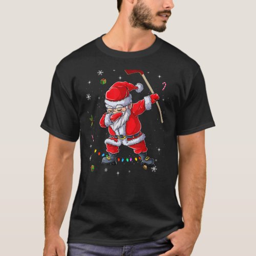 Dabbing Santa Hockey  for Boys Girls Christmas Tre T_Shirt