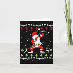 Dabbing Santa Hockey Ugly Christmas Sweater Xmas Card
