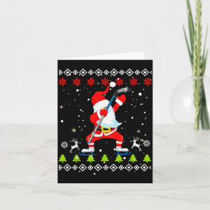 Dabbing Santa Hockey Ugly Christmas Sweater Xmas Card