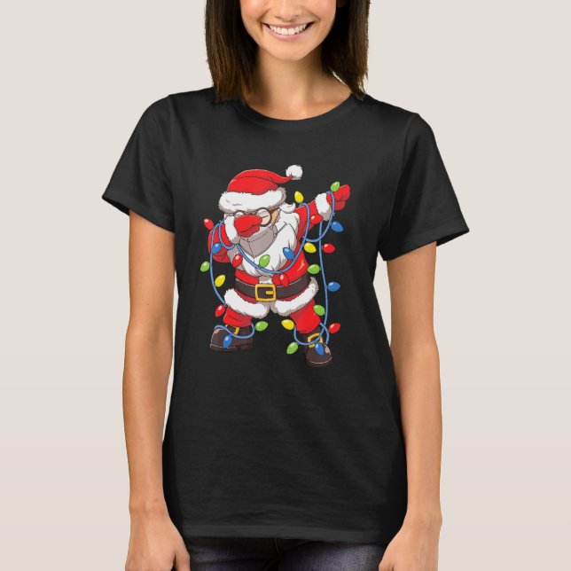 Dabbing Santa In Face Mask Girls Boys Christmas Tr T-Shirt (Front)