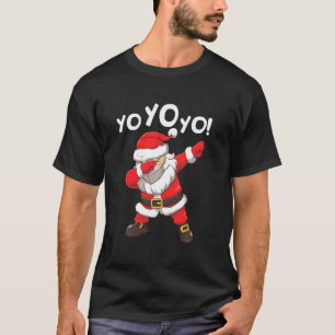 Dabbing Santa In Face Mask Yo Yo Yo Funny Christma T-Shirt