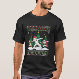 Dabbing Santa Reindeer Akbash Dog Tree Lights Ugly T-Shirt