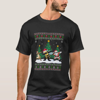 Dabbing Santa Reindeer Bee Tree Lights Ugly Xmas D T-Shirt