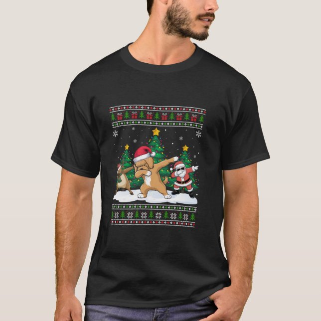 Dabbing Santa Reindeer Cockapoo Dog Tree Lights Ug T-Shirt (Front)