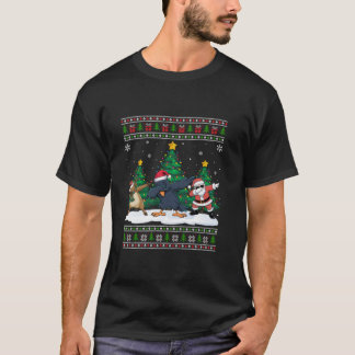 Dabbing Santa Reindeer Crow Tree Lights Ugly Xmas T-Shirt