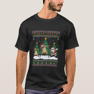 Dabbing Santa Reindeer Elk Tree Lights Ugly Xmas D T-Shirt