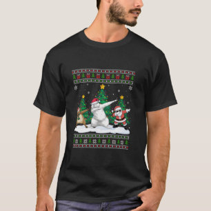 Dabbing Santa Reindeer Persian Cat Tree Lights Ugl T-Shirt