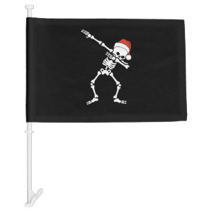 Dabbing Santa Skeleton Car Flag