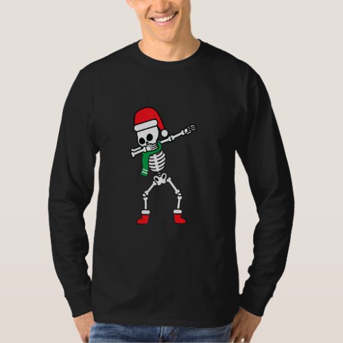 Dabbing Santa Skull Funny Cool Dab Dance Boy Chris T_Shirt